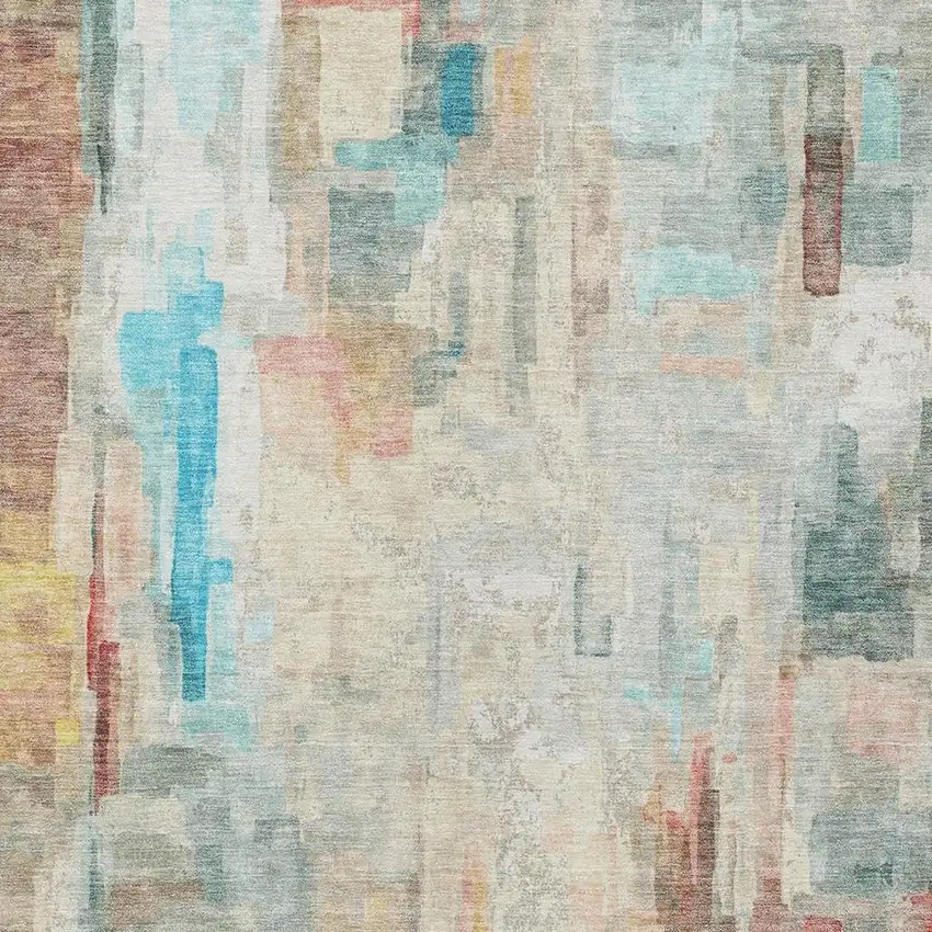 Pearl And Gray Abstract Washable Indoor Outdoor Area Rug Photo 5