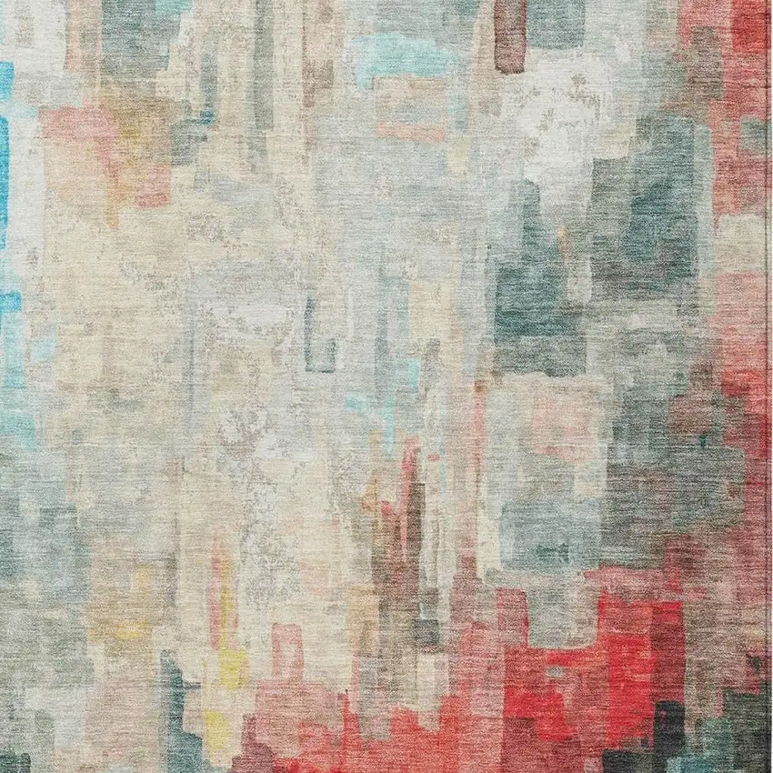 Pearl And Gray Abstract Washable Indoor Outdoor Area Rug Photo 3