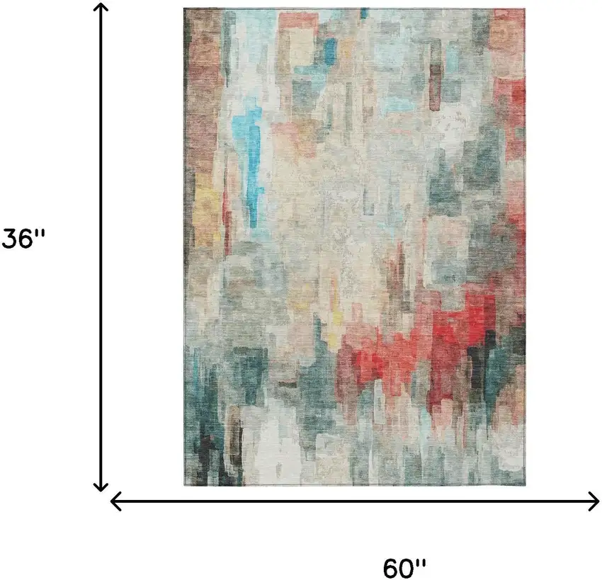Pearl And Gray Abstract Washable Indoor Outdoor Area Rug Photo 9