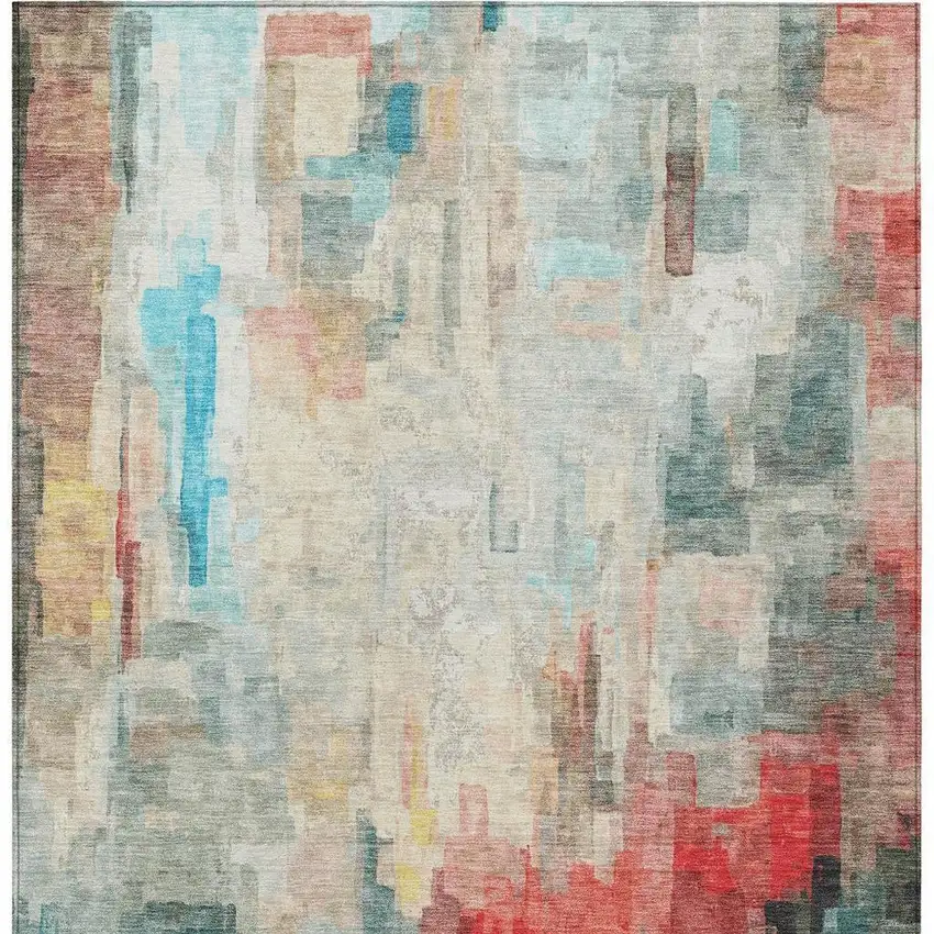 Pearl And Gray Abstract Washable Indoor Outdoor Area Rug Photo 4