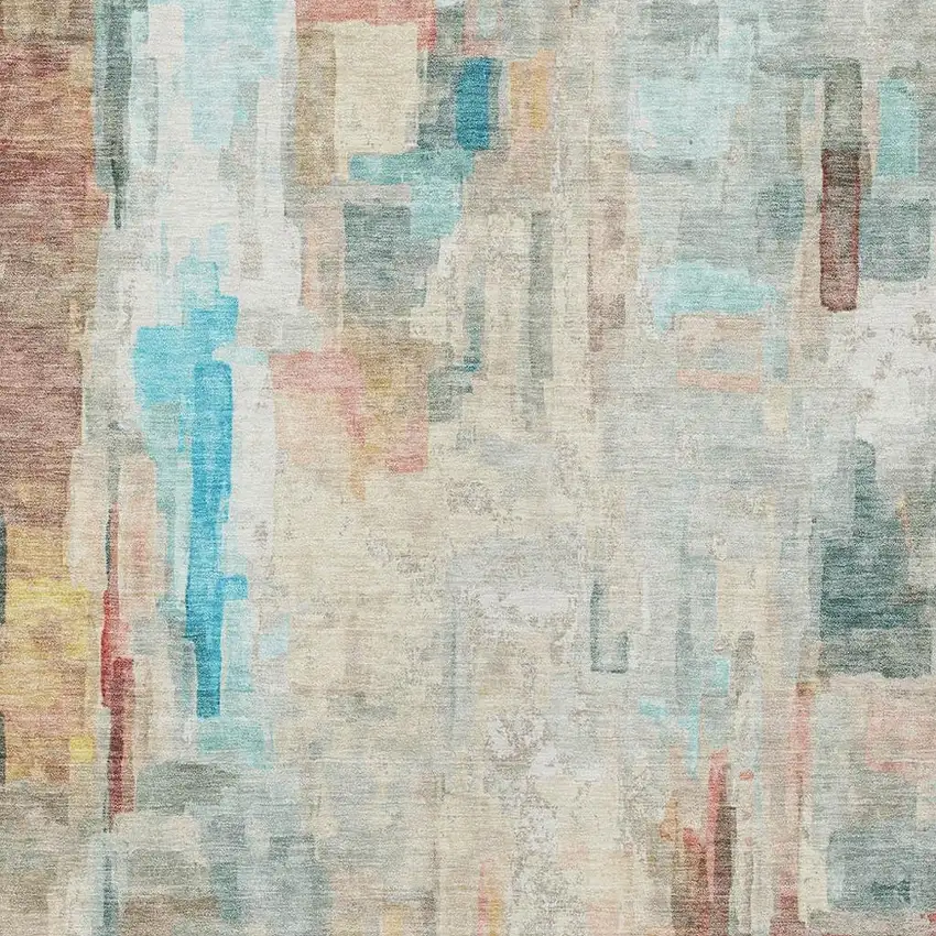 Pearl And Gray Abstract Washable Indoor Outdoor Area Rug Photo 5