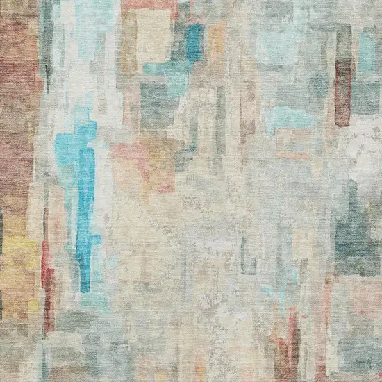 Pearl And Gray Abstract Washable Indoor Outdoor Area Rug Photo 5