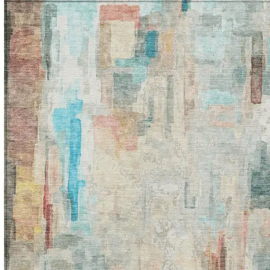 Pearl And Gray Abstract Washable Indoor Outdoor Area Rug Photo 3