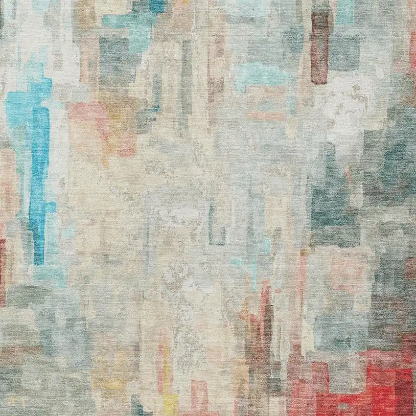Pearl And Gray Abstract Washable Indoor Outdoor Area Rug Photo 5