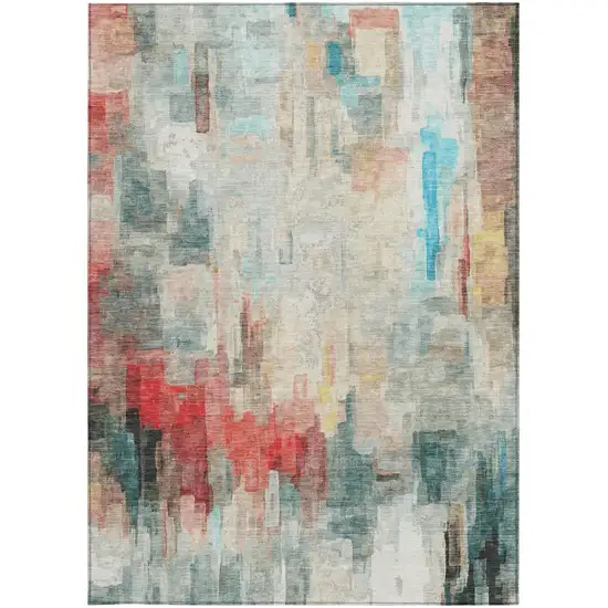 Pearl And Gray Abstract Washable Indoor Outdoor Area Rug Photo 2