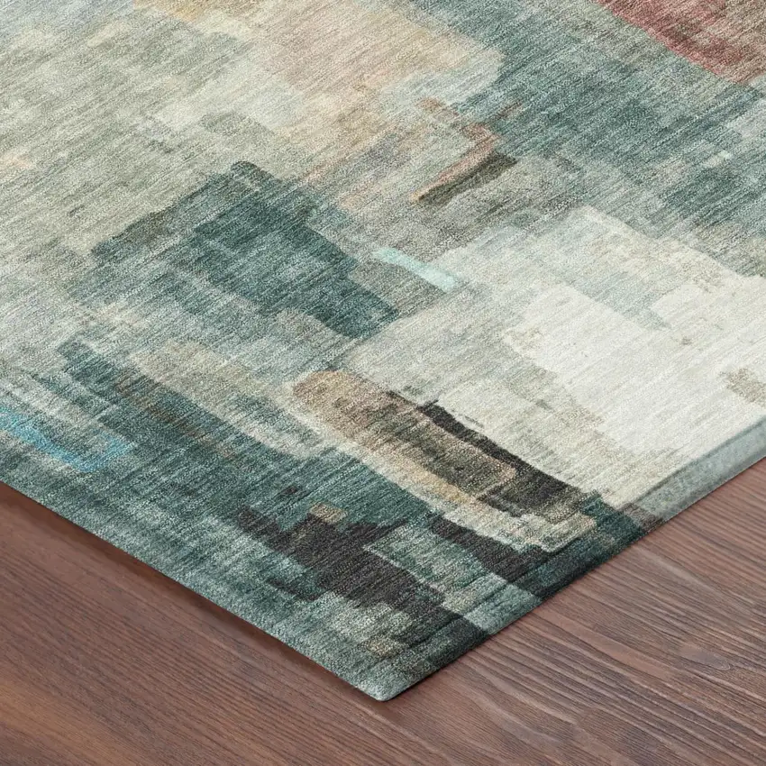 Pearl And Gray Abstract Washable Indoor Outdoor Area Rug Photo 6