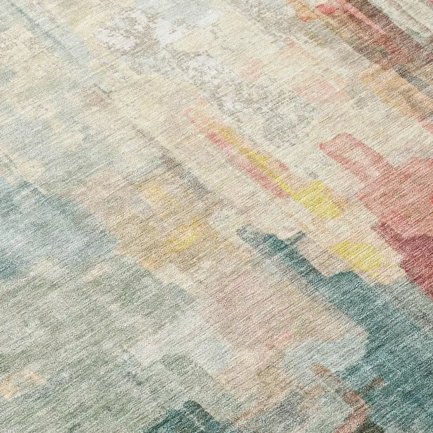 Pearl And Gray Abstract Washable Indoor Outdoor Area Rug Photo 7