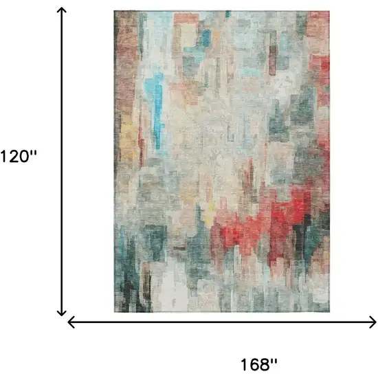 Pearl And Gray Abstract Washable Indoor Outdoor Area Rug Photo 8