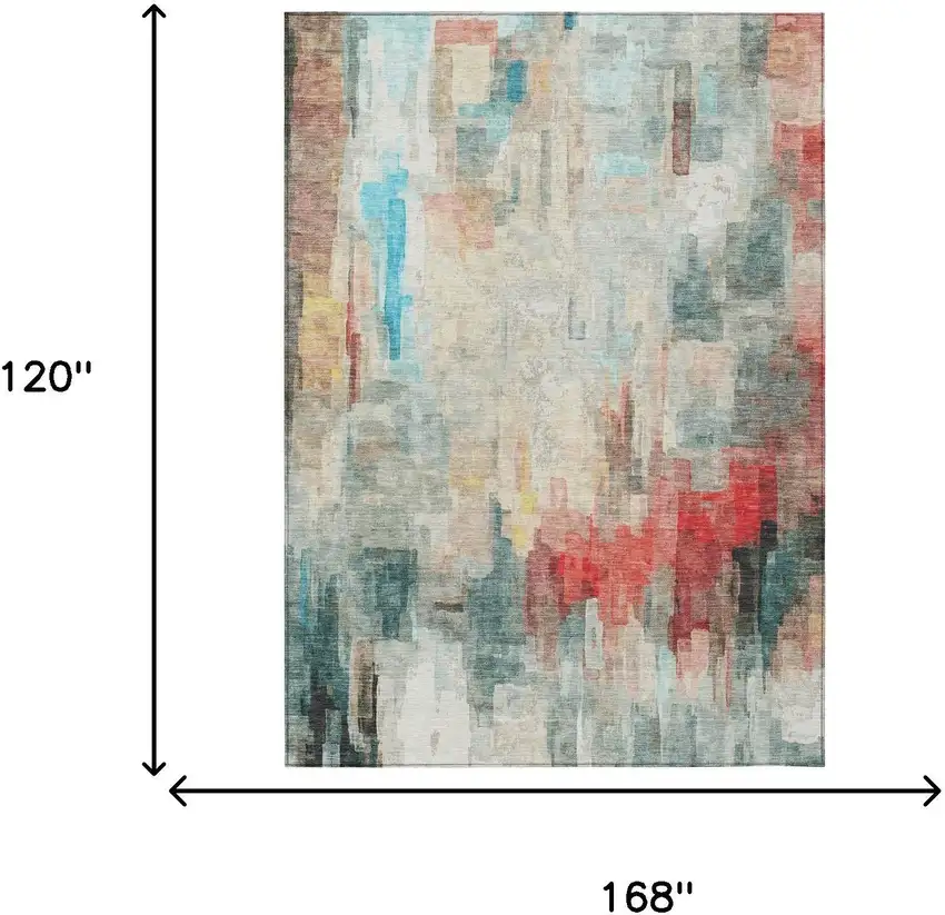 Pearl And Gray Abstract Washable Indoor Outdoor Area Rug Photo 8