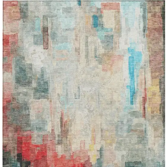 Pearl And Gray Abstract Washable Indoor Outdoor Area Rug Photo 3