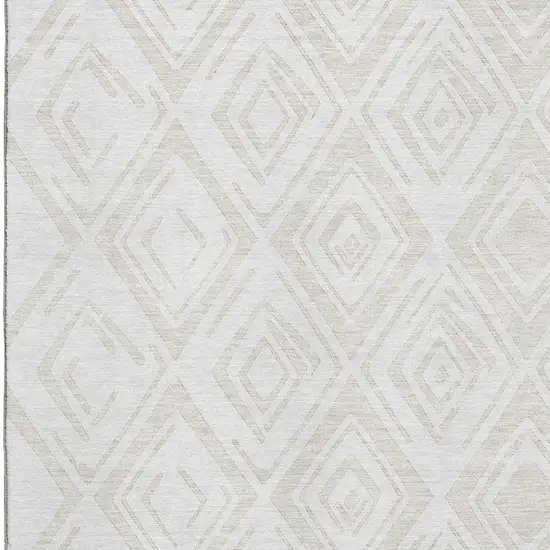 Pearl And Ivory Diamond Washable Area Rug With UV Protection Photo 3