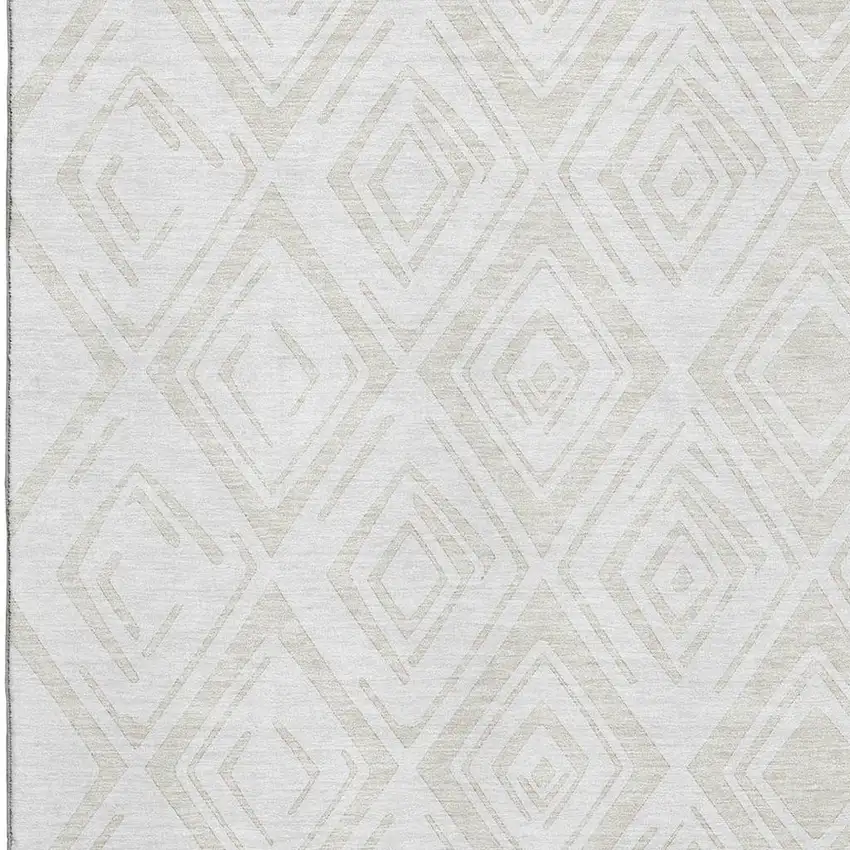 Pearl And Ivory Diamond Washable Area Rug With UV Protection Photo 3