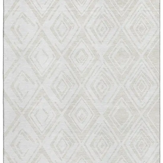 Pearl And Ivory Diamond Washable Area Rug With UV Protection Photo 4
