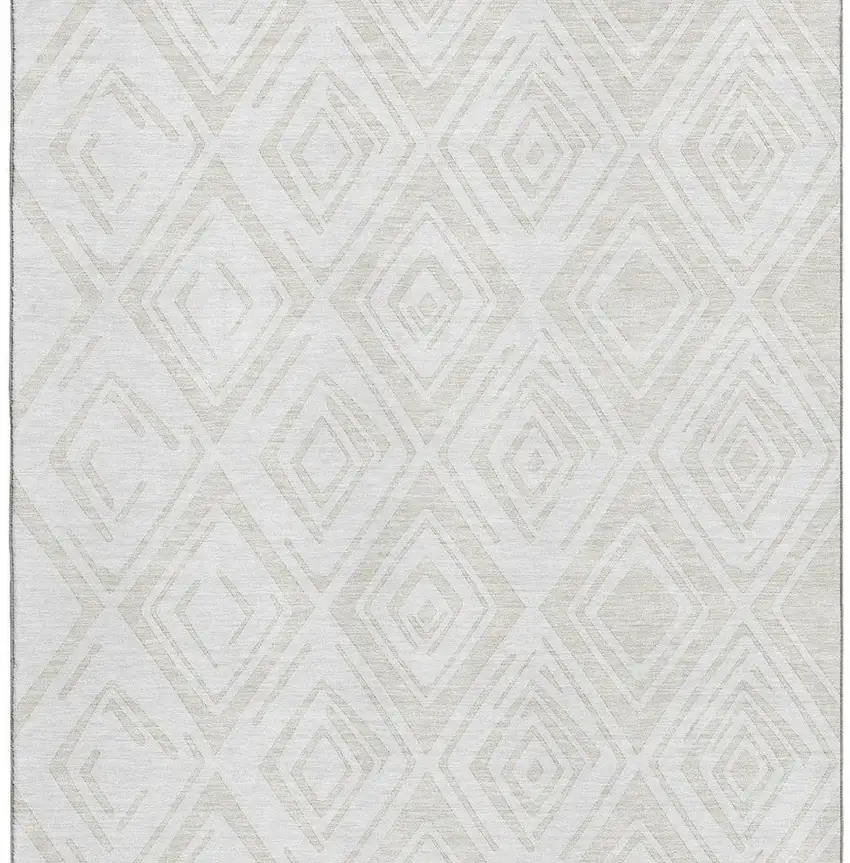 Pearl And Ivory Diamond Washable Area Rug With UV Protection Photo 4
