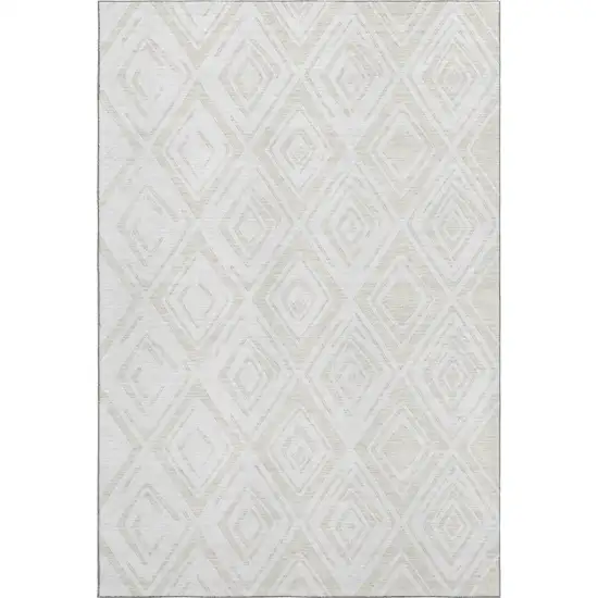Pearl And Ivory Diamond Washable Area Rug With UV Protection Photo 1