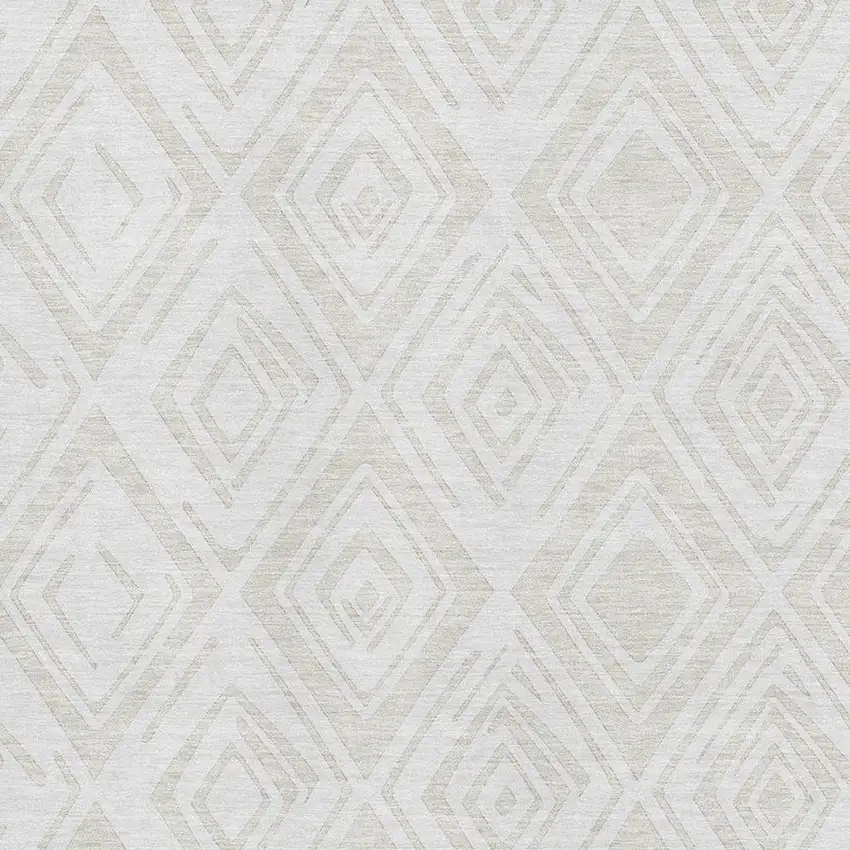 Pearl And Ivory Diamond Washable Area Rug With UV Protection Photo 3