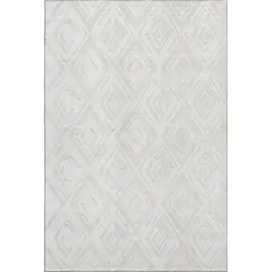 Photo of Pearl And Ivory Diamond Washable Area Rug With UV Protection