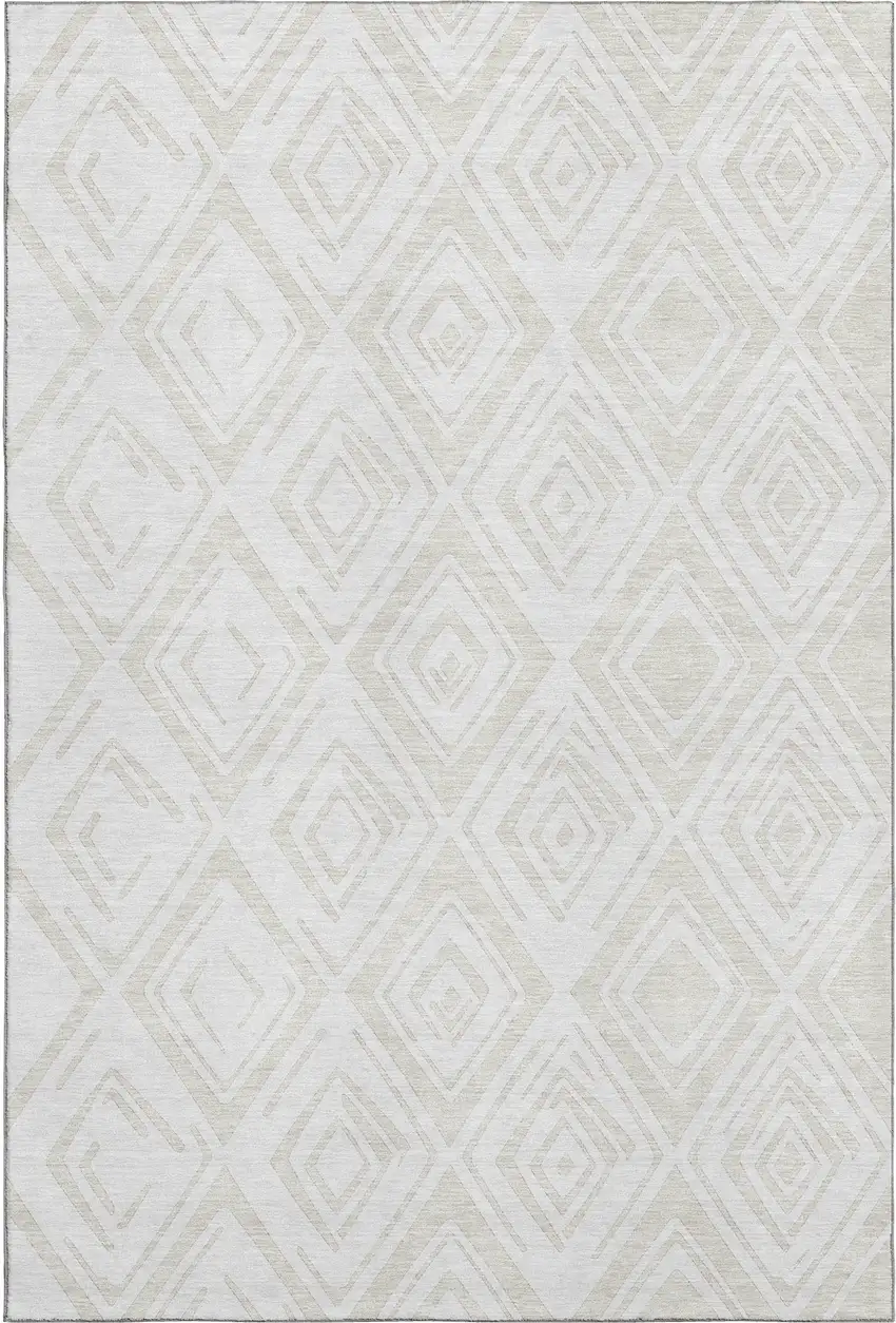 Pearl And Ivory Diamond Washable Area Rug With UV Protection Photo 1