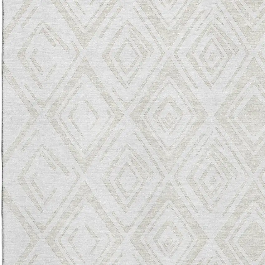 Pearl And Ivory Diamond Washable Area Rug With UV Protection Photo 3