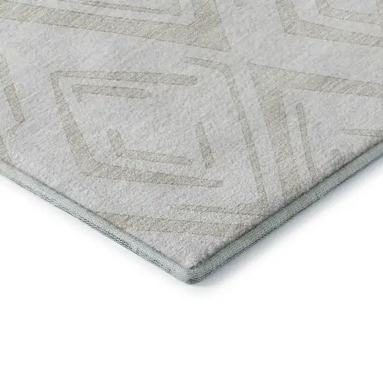 Pearl And Ivory Diamond Washable Area Rug With UV Protection Photo 7
