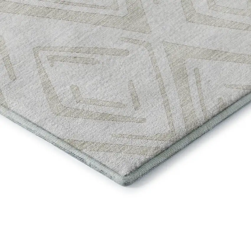 Pearl And Ivory Diamond Washable Area Rug With UV Protection Photo 7