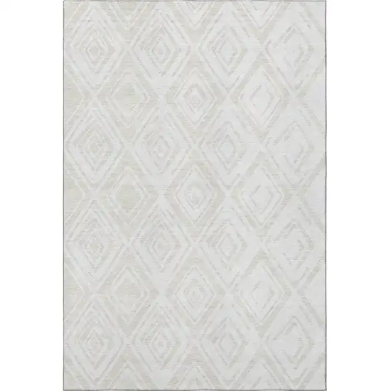 Pearl And Ivory Diamond Washable Area Rug With UV Protection Photo 3