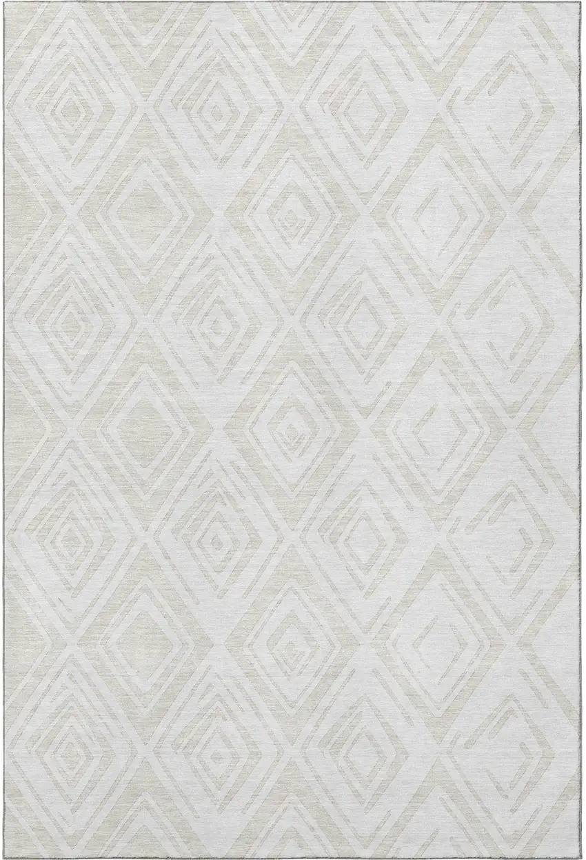 Pearl And Ivory Diamond Washable Area Rug With UV Protection Photo 3