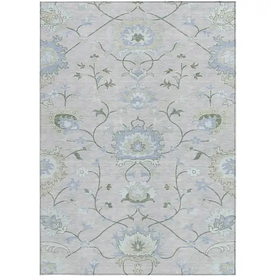 Pearl And Ivory Floral Washable Indoor Outdoor Area Rug Photo 4
