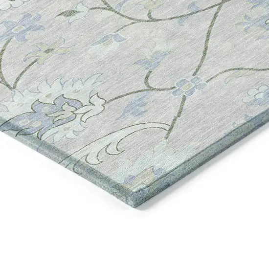 Pearl And Ivory Floral Washable Indoor Outdoor Area Rug Photo 6