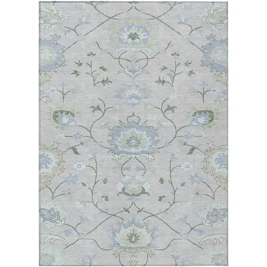 Pearl And Ivory Floral Washable Indoor Outdoor Area Rug Photo 2