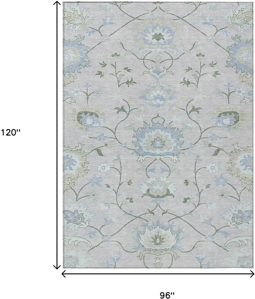 Pearl And Ivory Floral Washable Indoor Outdoor Area Rug Photo 3