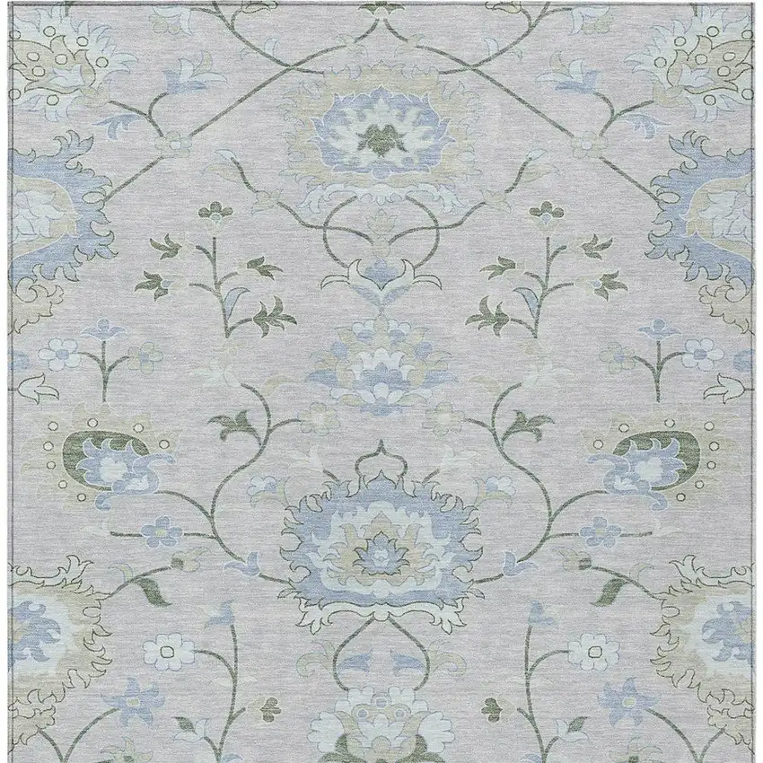 Pearl And Ivory Floral Washable Indoor Outdoor Area Rug Photo 4