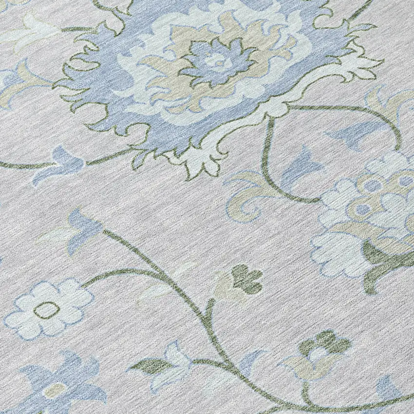Pearl And Ivory Floral Washable Indoor Outdoor Area Rug Photo 8