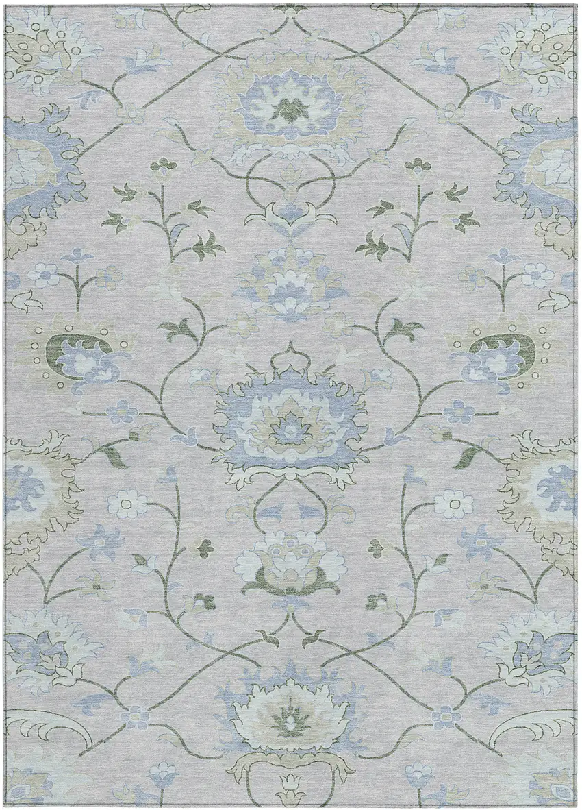 Pearl And Ivory Floral Washable Indoor Outdoor Area Rug Photo 4