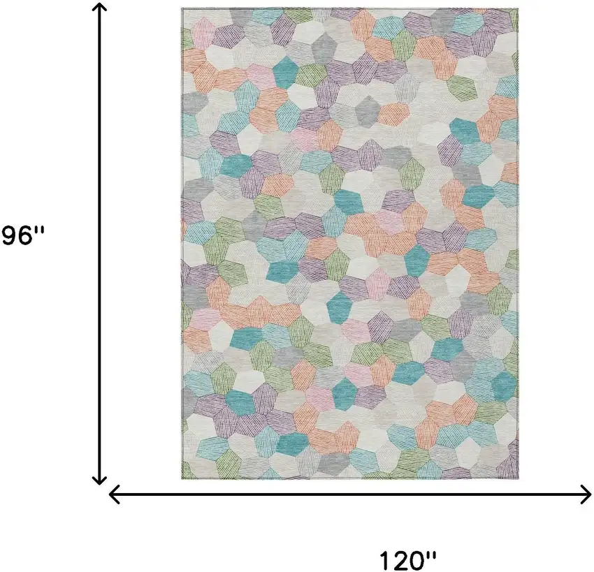 Pearl And Ivory Geometric Washable Indoor Outdoor Area Rug Photo 6
