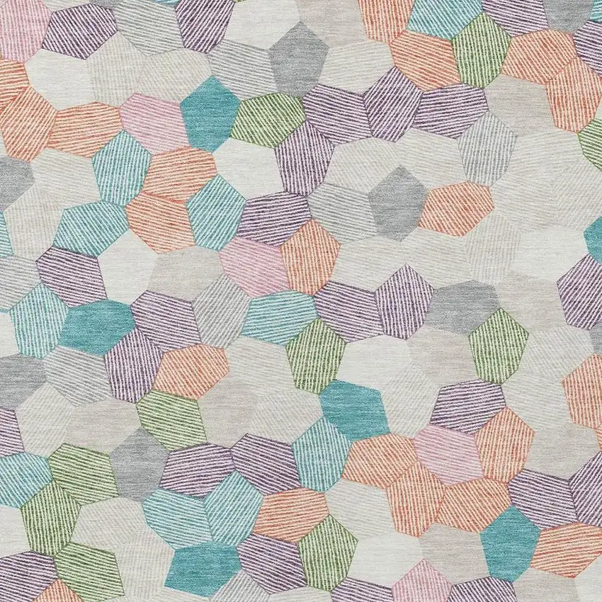 Pearl And Ivory Geometric Washable Indoor Outdoor Area Rug Photo 2