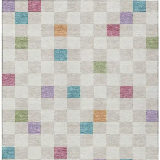 Pearl And Ivory Geometric Washable Indoor Outdoor Area Rug Photo 6