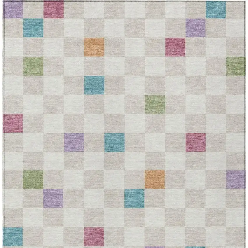 Pearl And Ivory Geometric Washable Indoor Outdoor Area Rug Photo 6