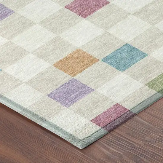 Pearl And Ivory Geometric Washable Indoor Outdoor Area Rug Photo 7