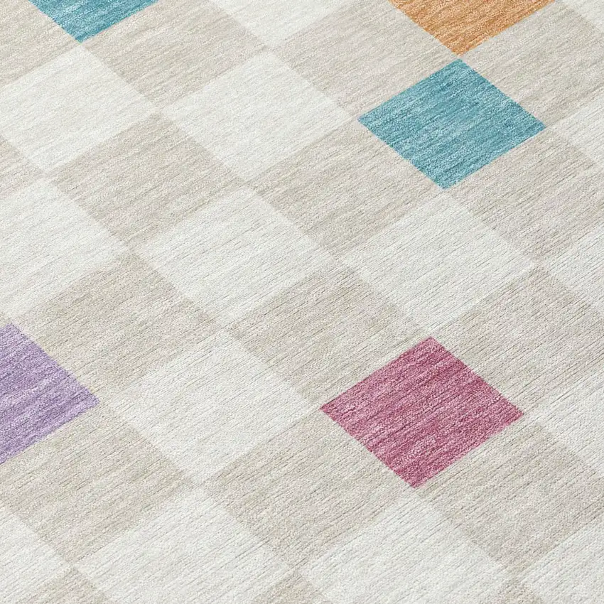 Pearl And Ivory Geometric Washable Indoor Outdoor Area Rug Photo 8