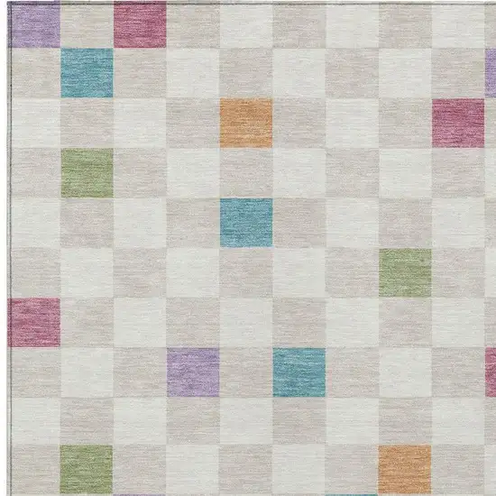 Pearl And Ivory Geometric Washable Indoor Outdoor Area Rug Photo 3