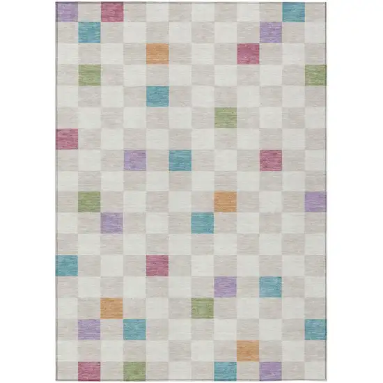 Pearl And Ivory Geometric Washable Indoor Outdoor Area Rug Photo 2