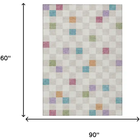 Pearl And Ivory Geometric Washable Indoor Outdoor Area Rug Photo 9