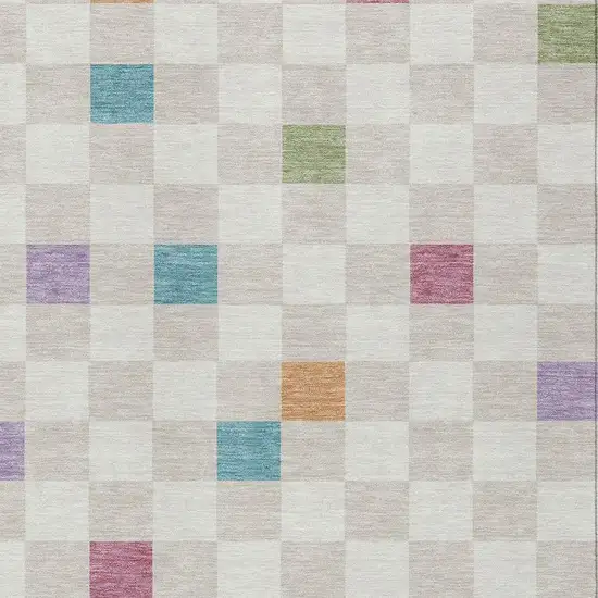 Pearl And Ivory Geometric Washable Indoor Outdoor Area Rug Photo 5