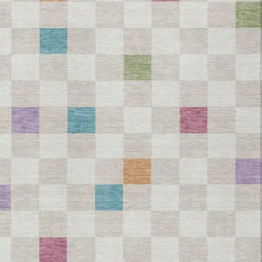Pearl And Ivory Geometric Washable Indoor Outdoor Area Rug Photo 5