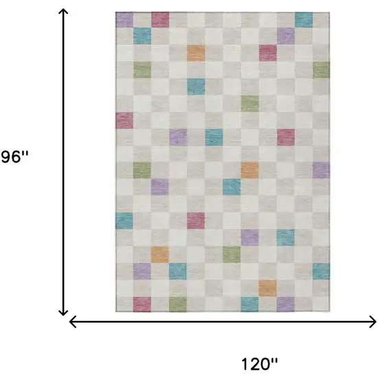 Pearl And Ivory Geometric Washable Indoor Outdoor Area Rug Photo 9