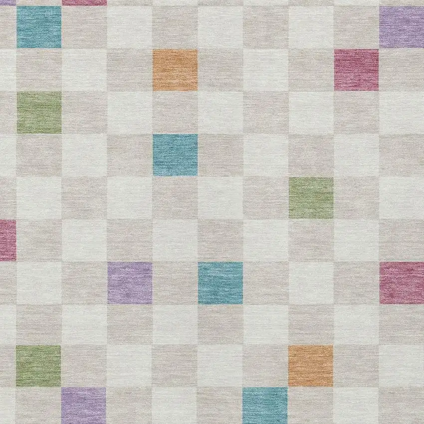 Pearl And Ivory Geometric Washable Indoor Outdoor Area Rug Photo 5
