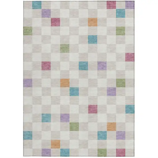 Pearl And Ivory Geometric Washable Indoor Outdoor Area Rug Photo 4