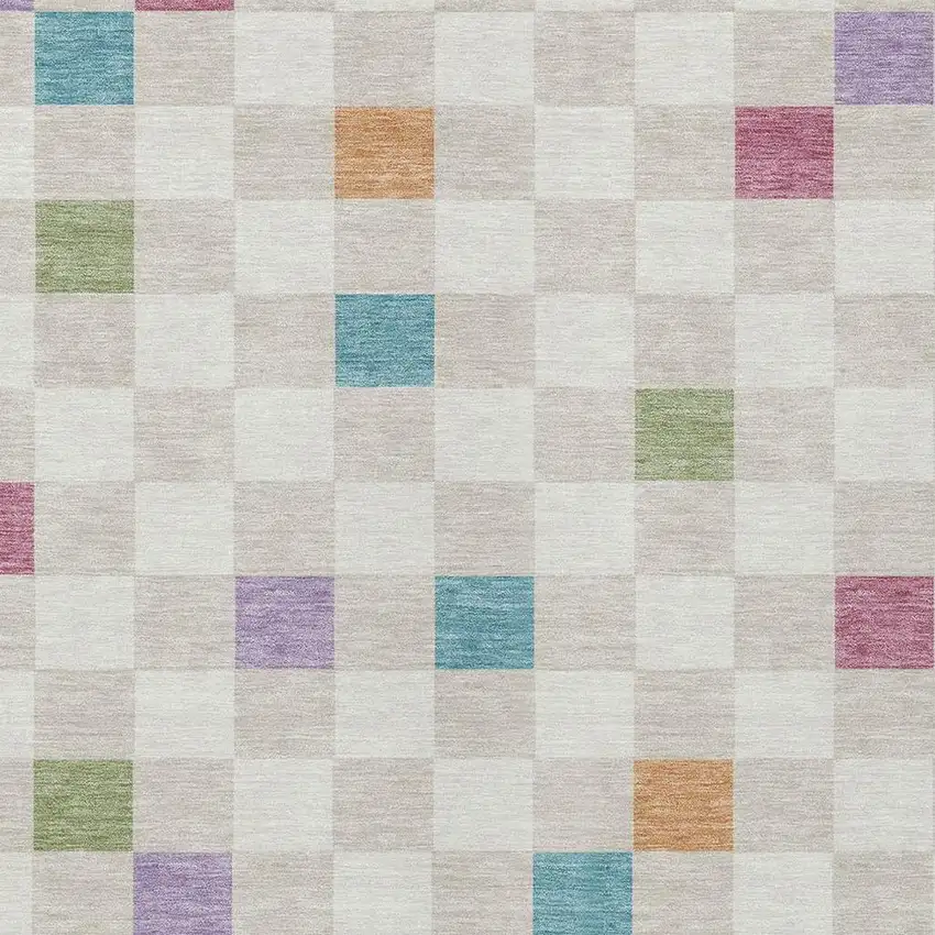 Pearl And Ivory Geometric Washable Indoor Outdoor Area Rug Photo 3