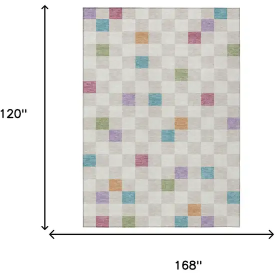 Pearl And Ivory Geometric Washable Indoor Outdoor Area Rug Photo 9